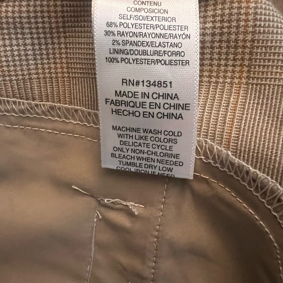 WAYF Plaid Wide Leg Trousers Medium Taupe High Rise Pleated Front Work Pants - Picture 4 of 11